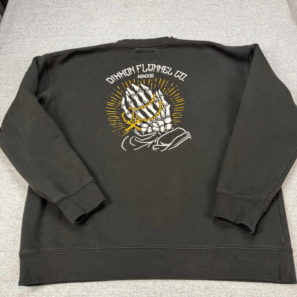 Dixxon Flannel Co Mens 2X Black Praying Skeleton Hands FleeceCrewneck Sweatshirt - Picture 13 of 16